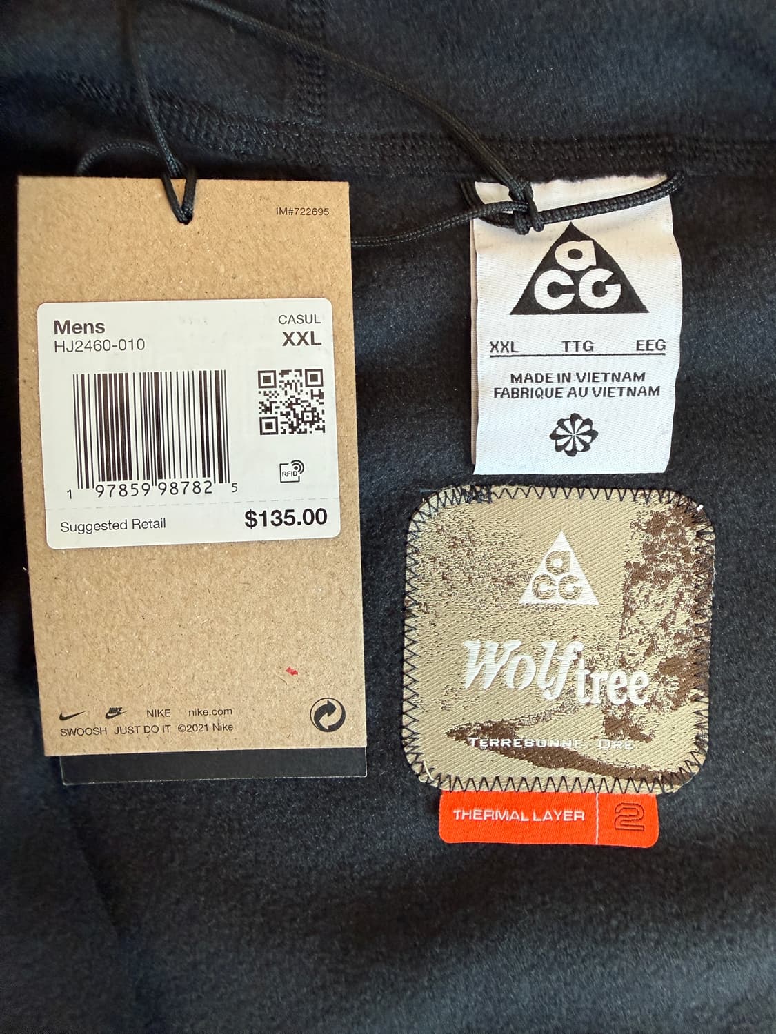 [XXL] 나이키 acg 울프 트리 폴라텍 플리스 후드 집업 블랙 상품이미지2