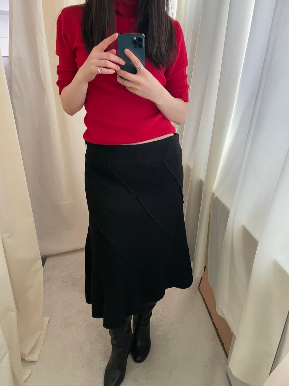 vintage boucle wool line long skirt 상품이미지2