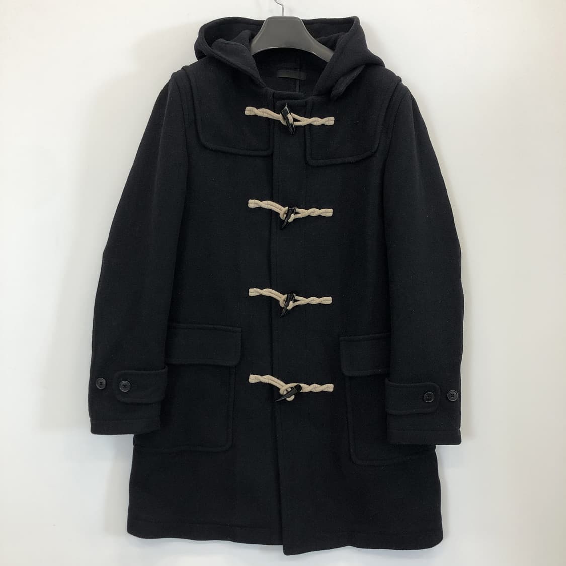 유니클로 울 더플 시그니처 후드코트 블랙 M 상품이미지1