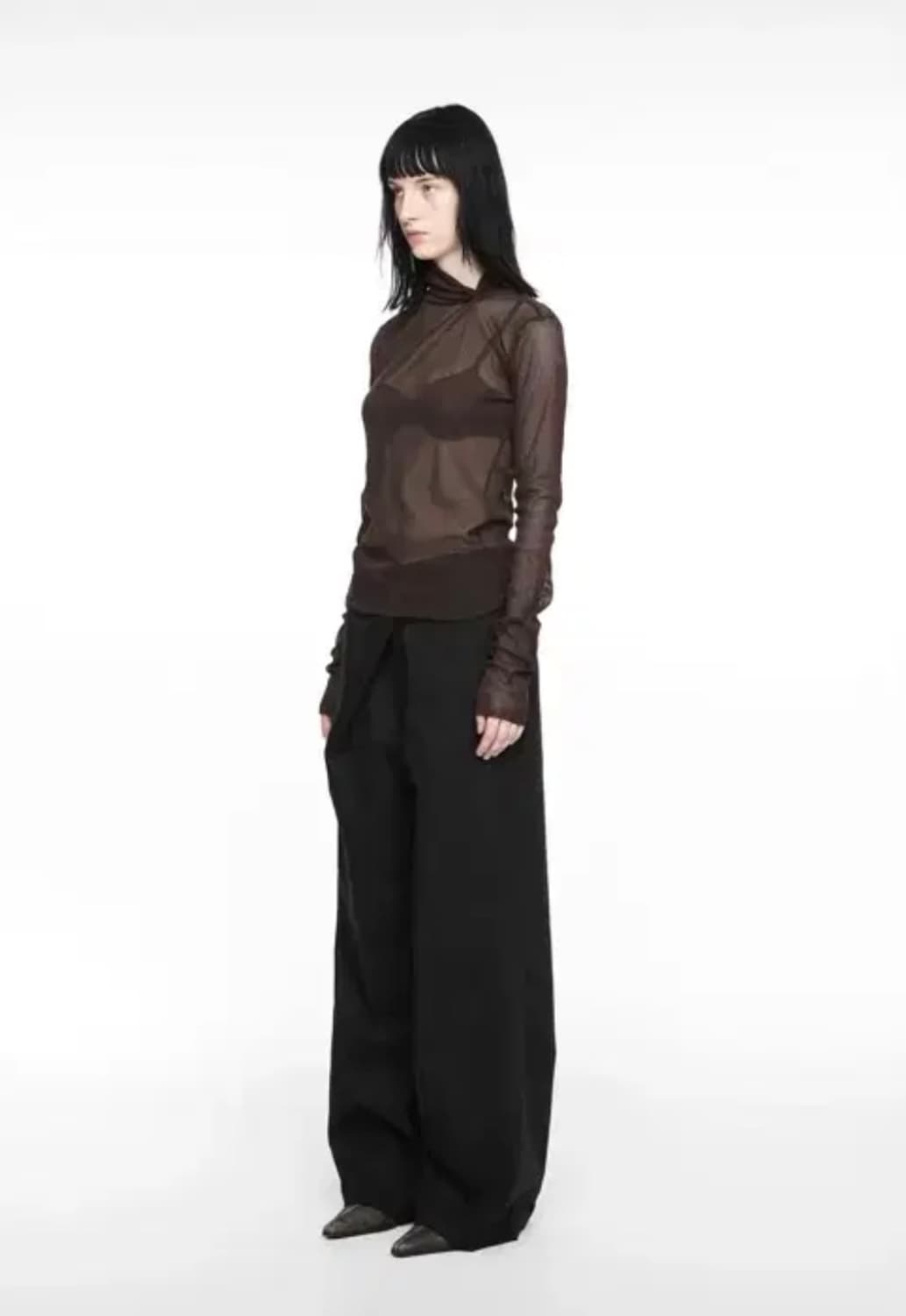 나체 폴디드 와이드 블랙 팬츠 사이즈 1 상품이미지3