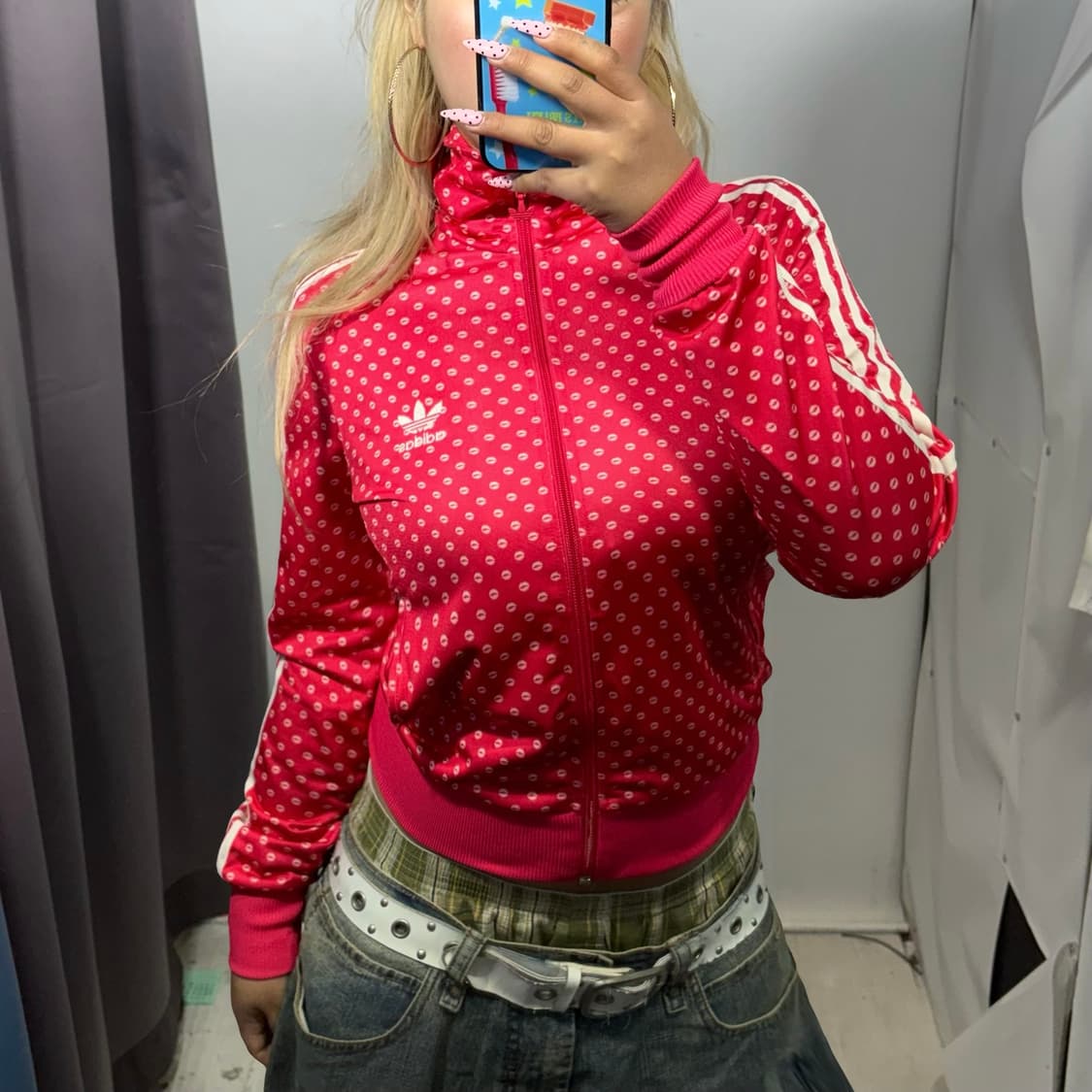 y2k 💋아디다스 립 도트 핑크 트랙탑 상품이미지2