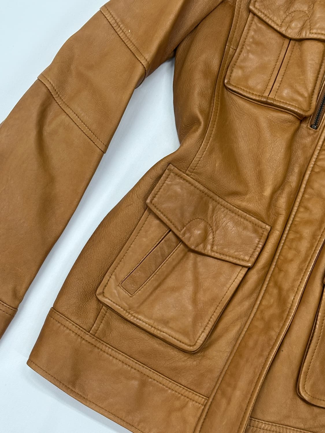 Beyond Closet 카멜 브라운 램스킨 100% 레더 가죽자켓  상품이미지7