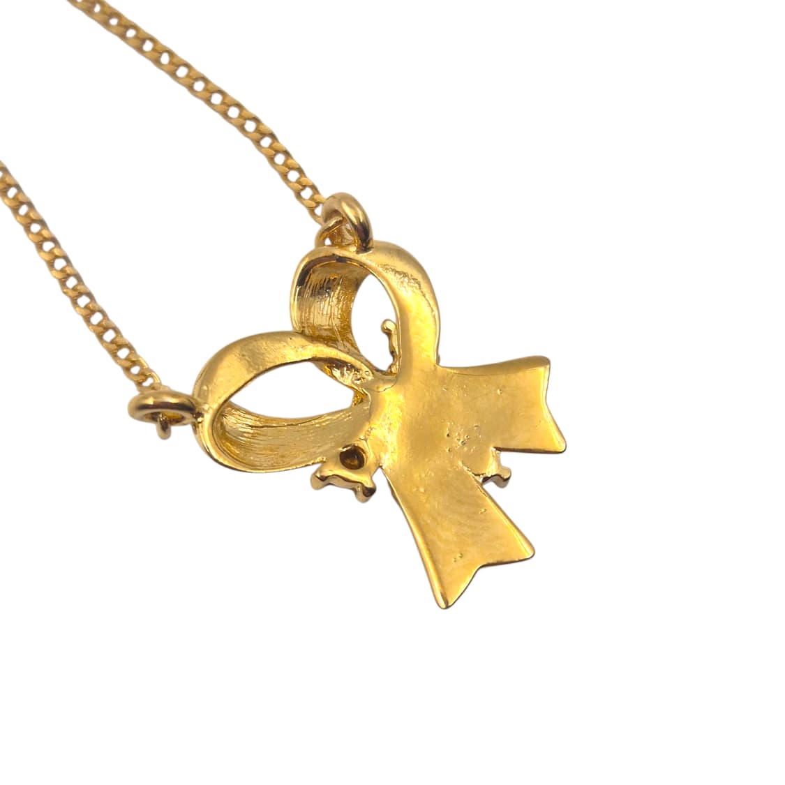 90s 꾸레쥬 사이드 리본 진주 큐빅 목걸이 상품이미지5