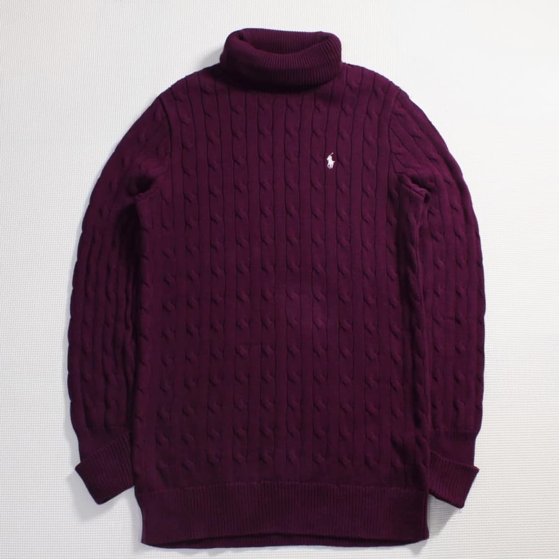 Polo 폴로 랄프로렌 스포츠 버건디 케이블 니트 터틀넥 스웨터 상품이미지2