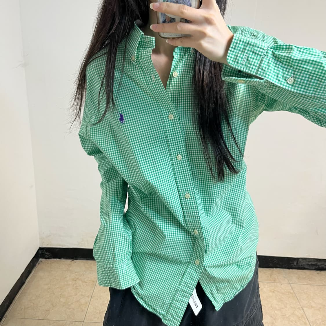 Polo Green Gingham Check Shirts 상품이미지3