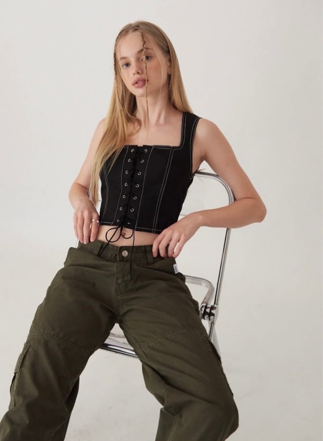 새상품) 채일리더라벨 카고 팬츠 바지 애즈이프캘리 글로니 세릭 상품이미지7