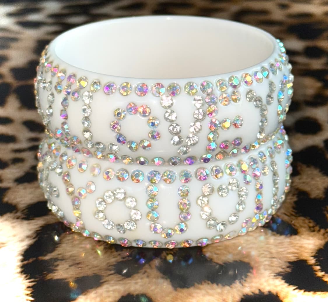 I LoVE YoU♡ 갸루 화이트 큐빅 뱅글 팔찌 상품이미지1