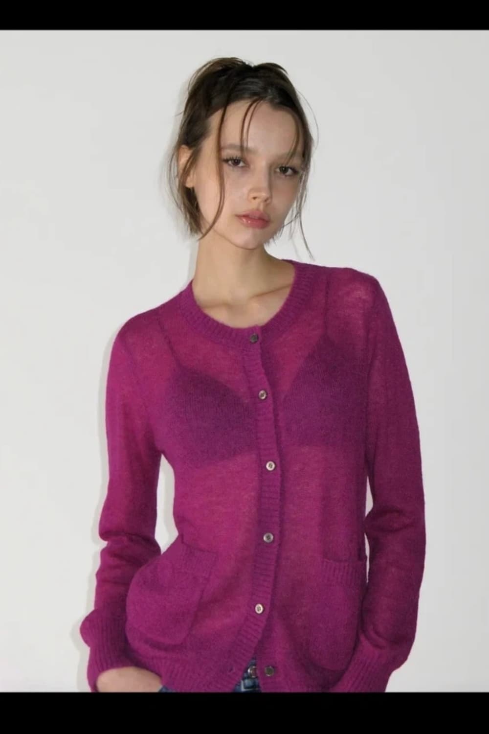 썬번프로젝트 퍼플 가디건Mohair Sheer Cardigan, MAGE 상품이미지1