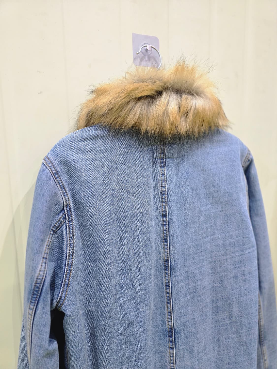 자라 빈티지 퍼 데님 롱 코트 상품이미지8