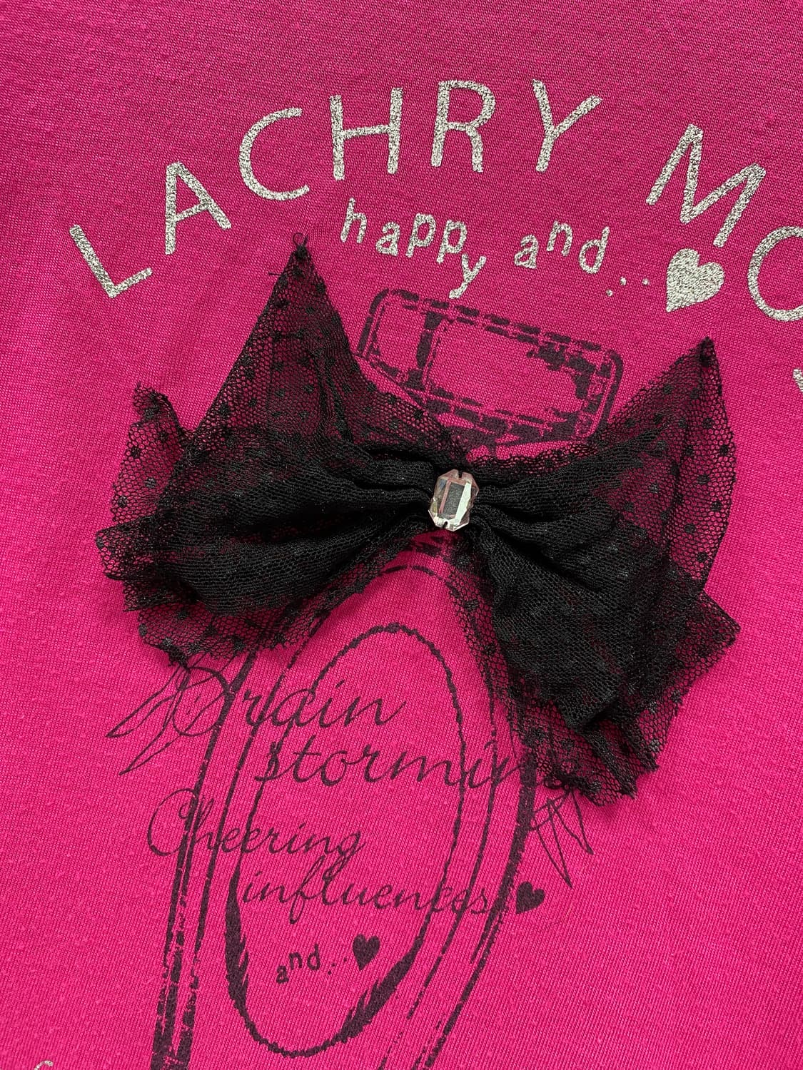 [SOSPITO] 갸루 도트 리본 핑크 롱슬리브 상품이미지6