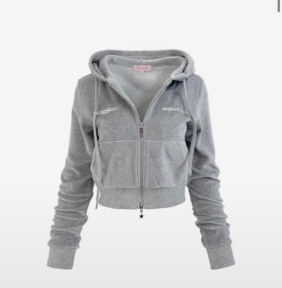 익스파이어드걸 벨로아 트랙 후드집업 멜란지그레이 상품이미지1