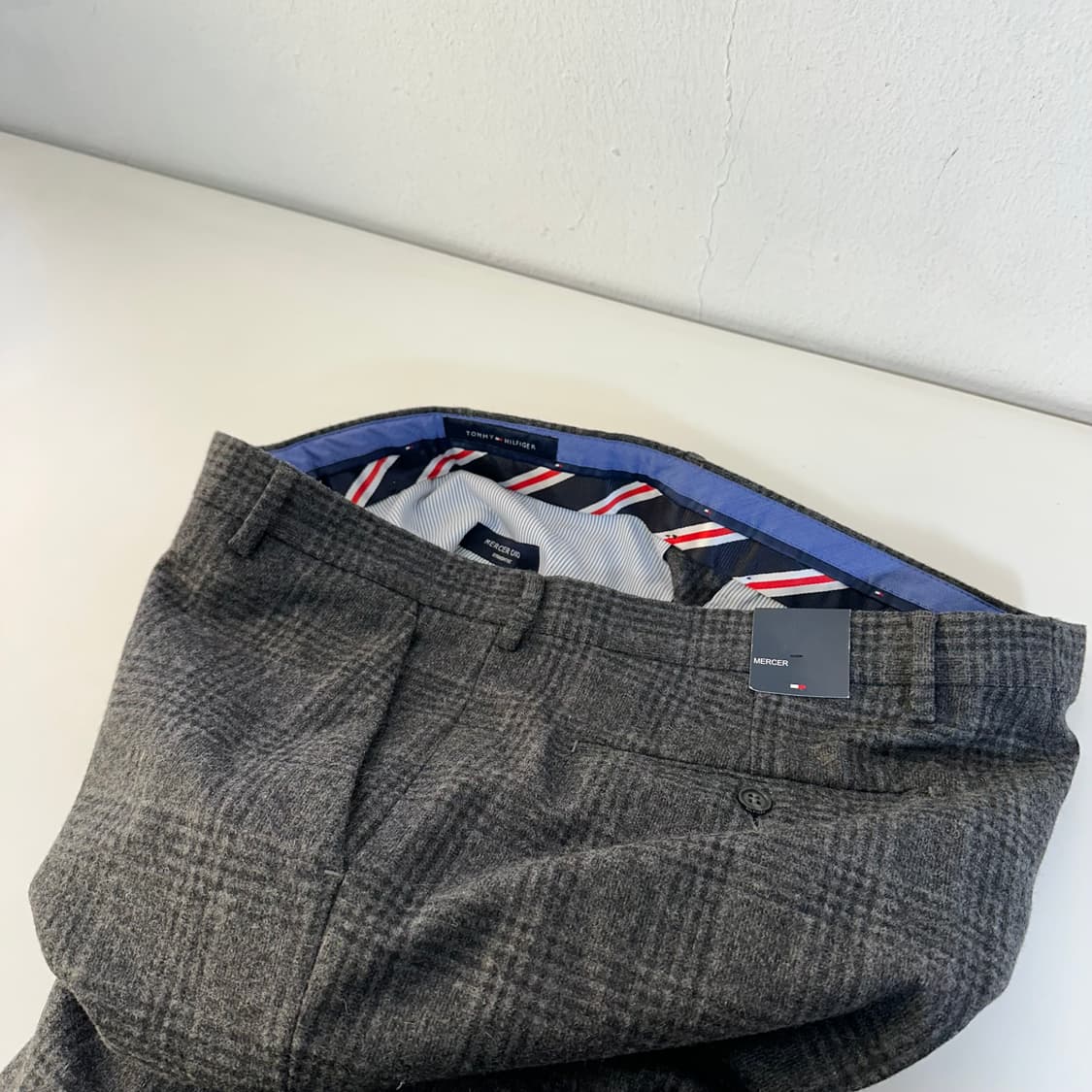 택달린새것 36-38 타미힐피거 차콜 체크 스트레이트핏 울 슬랙스 상품이미지1