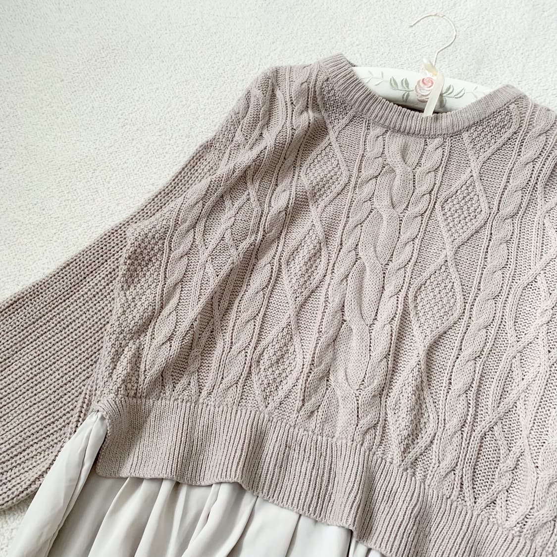 뮤트핑크 소녀옷장 레이어드 니트 원피스 상품이미지2