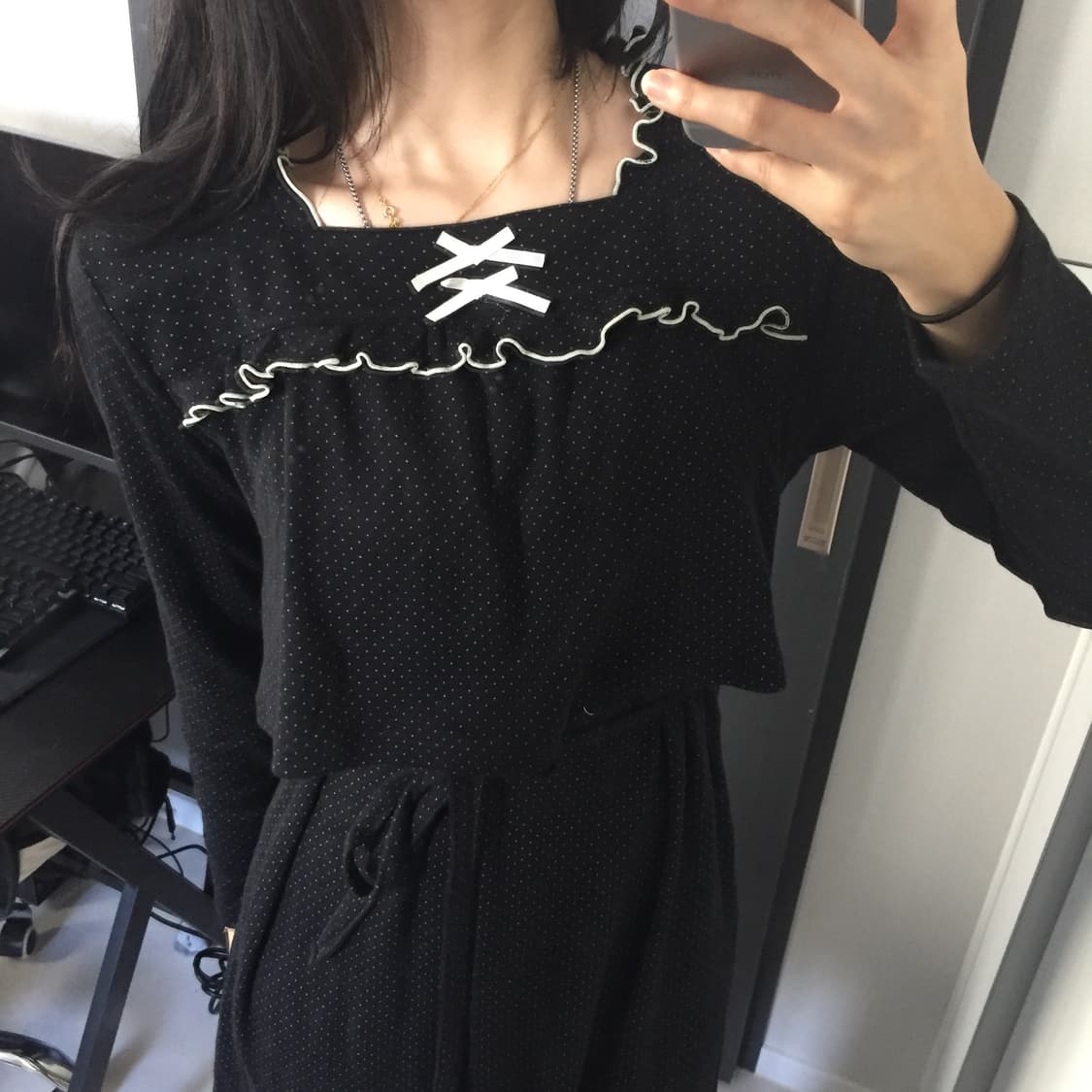 Mutti ei 히메갸루 로걀 레이스 도트 원피스 상품이미지1