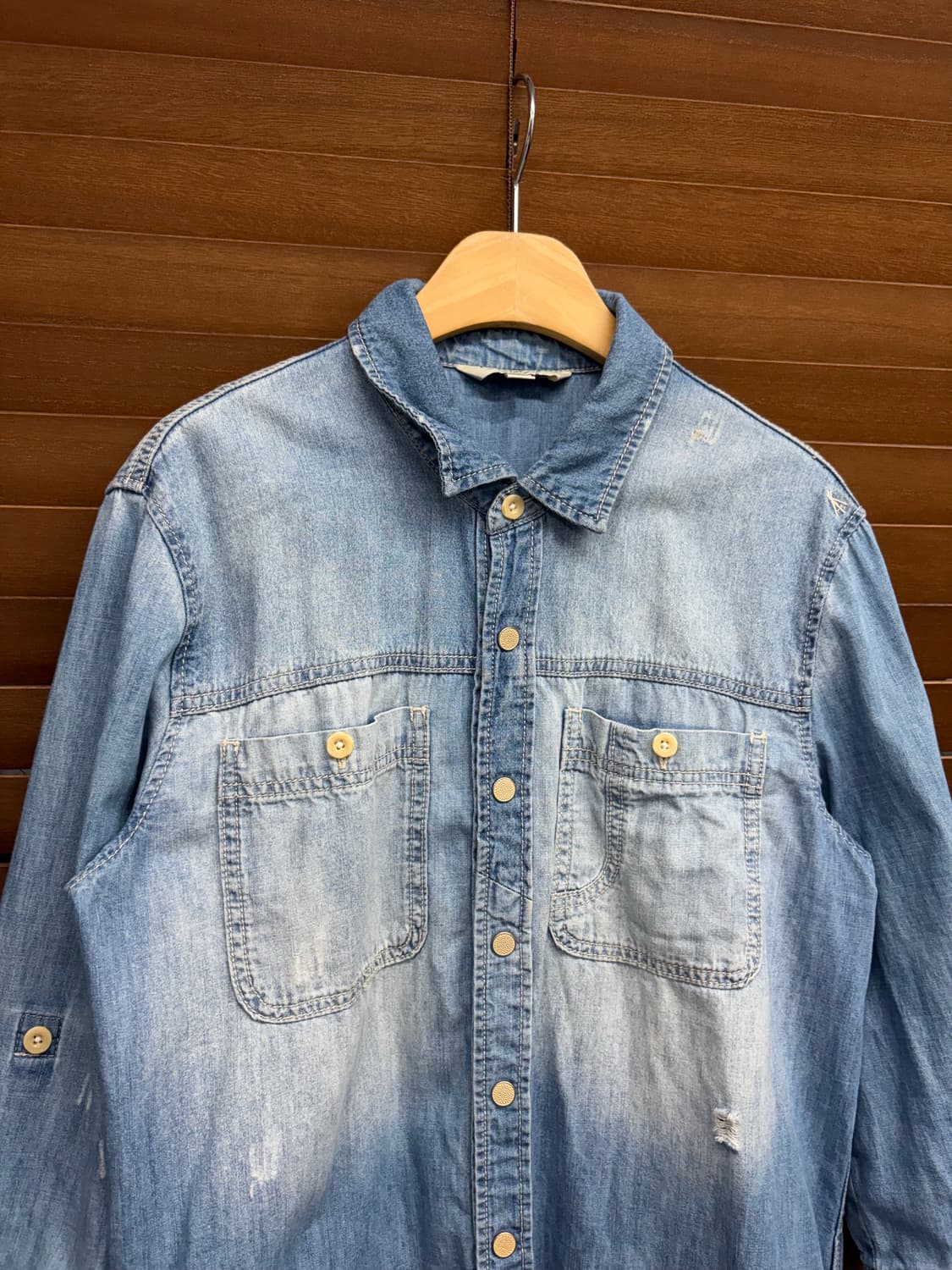 썰스데이 아일랜드 체인 스티치 웨스턴 데님 셔츠 상품이미지9