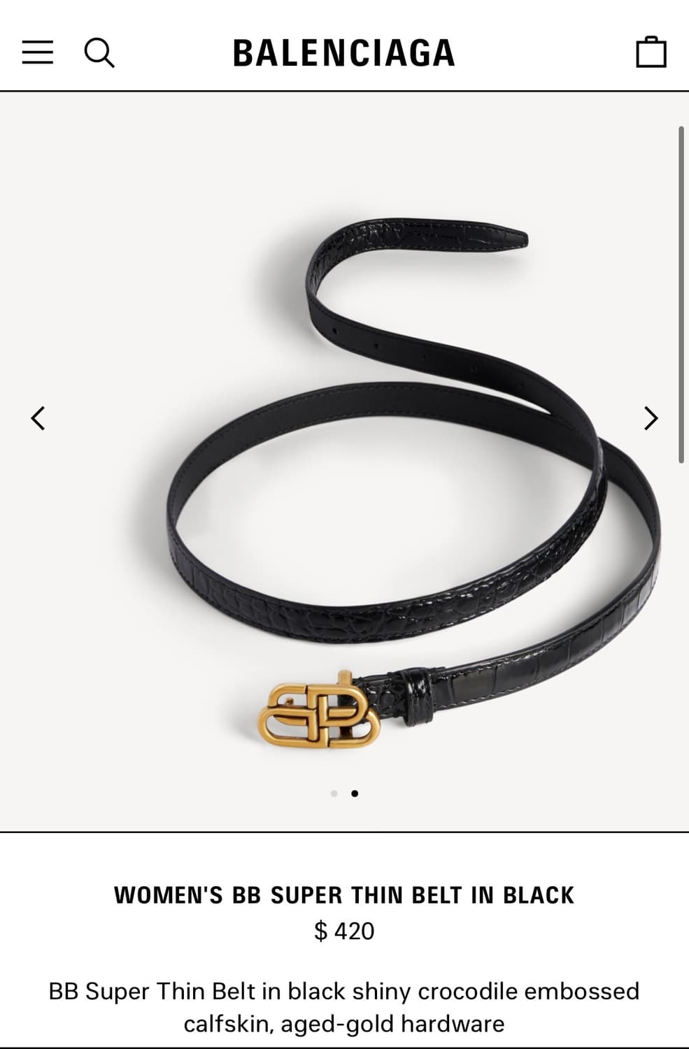 발렌시아가 BB 금장 벨트 상품이미지2