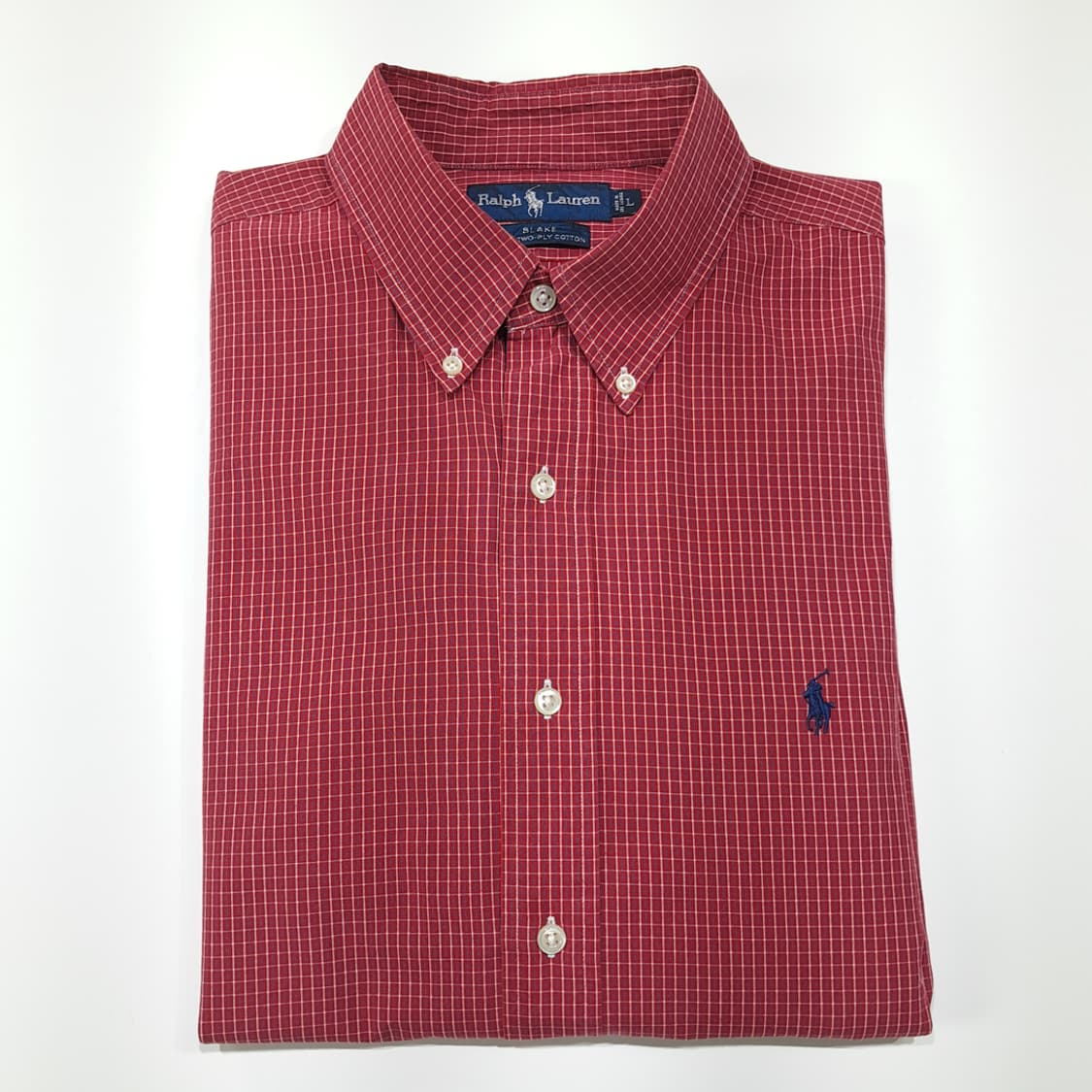 CL443 L 폴로 90s 코튼 마이크로 체크 버건디 셔츠 남방 상품이미지7