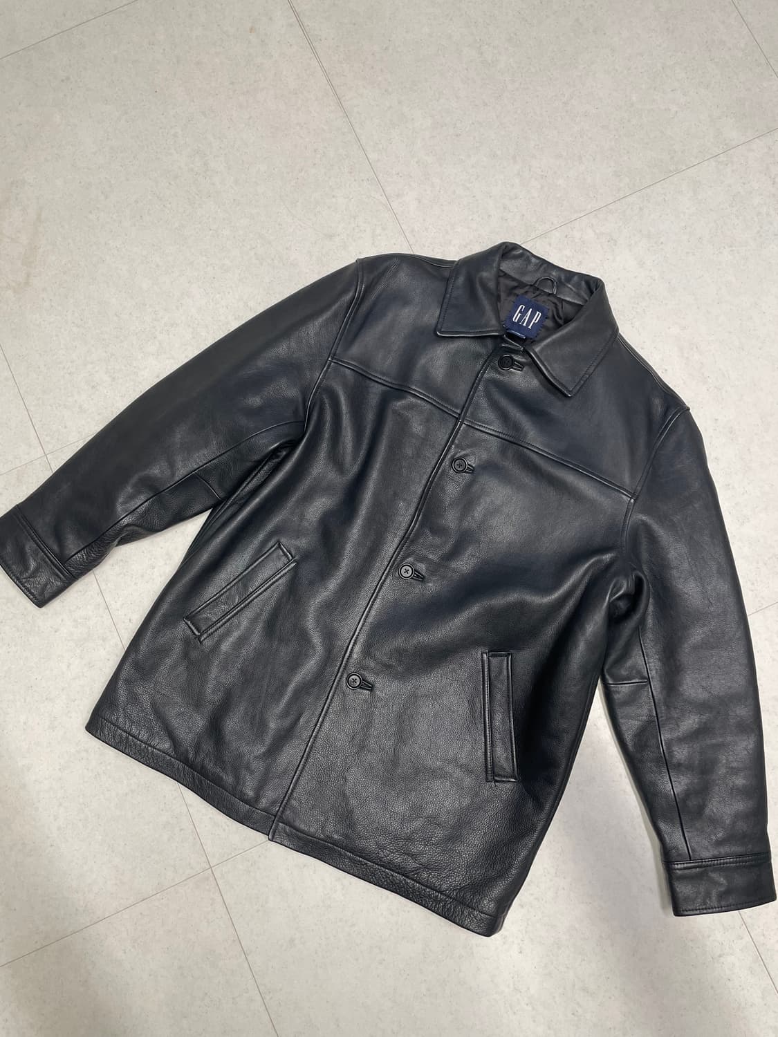 [M] 올드 갭 레더 카코트 블랙 상품이미지2