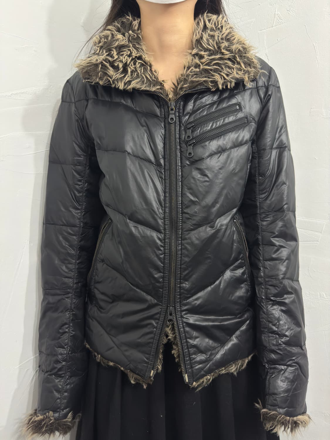 nicole club fur detail twoway padding 상품이미지1