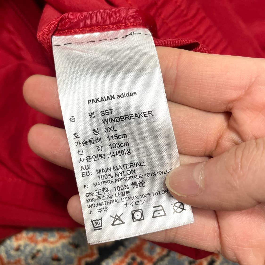 아디다스 오리지날 삼선 레드 바람막이 점퍼 남성3XL 상품이미지6