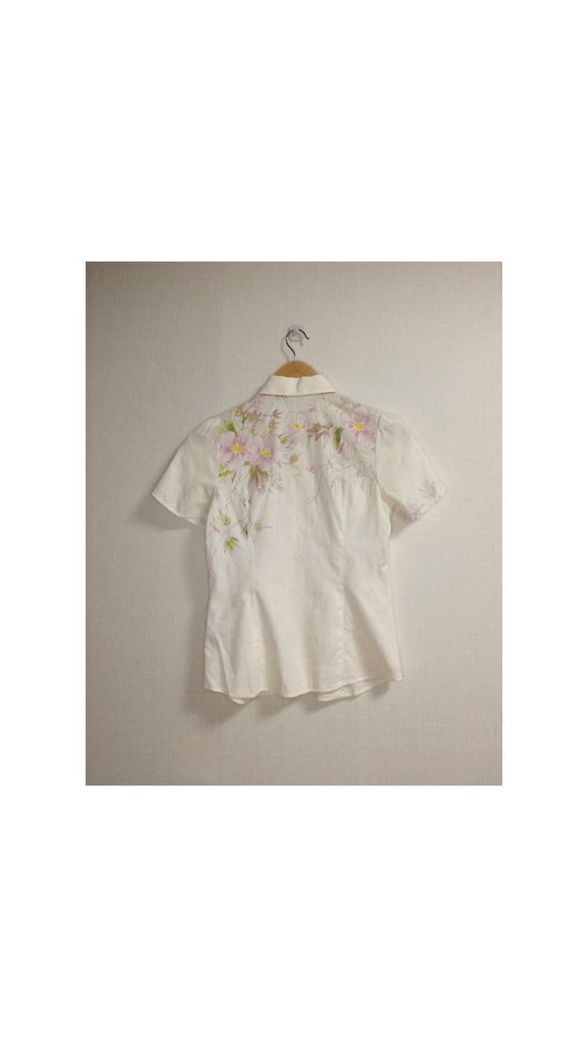 빈티지 연핑크 플라워 셔링 반팔 셔츠 상품이미지4