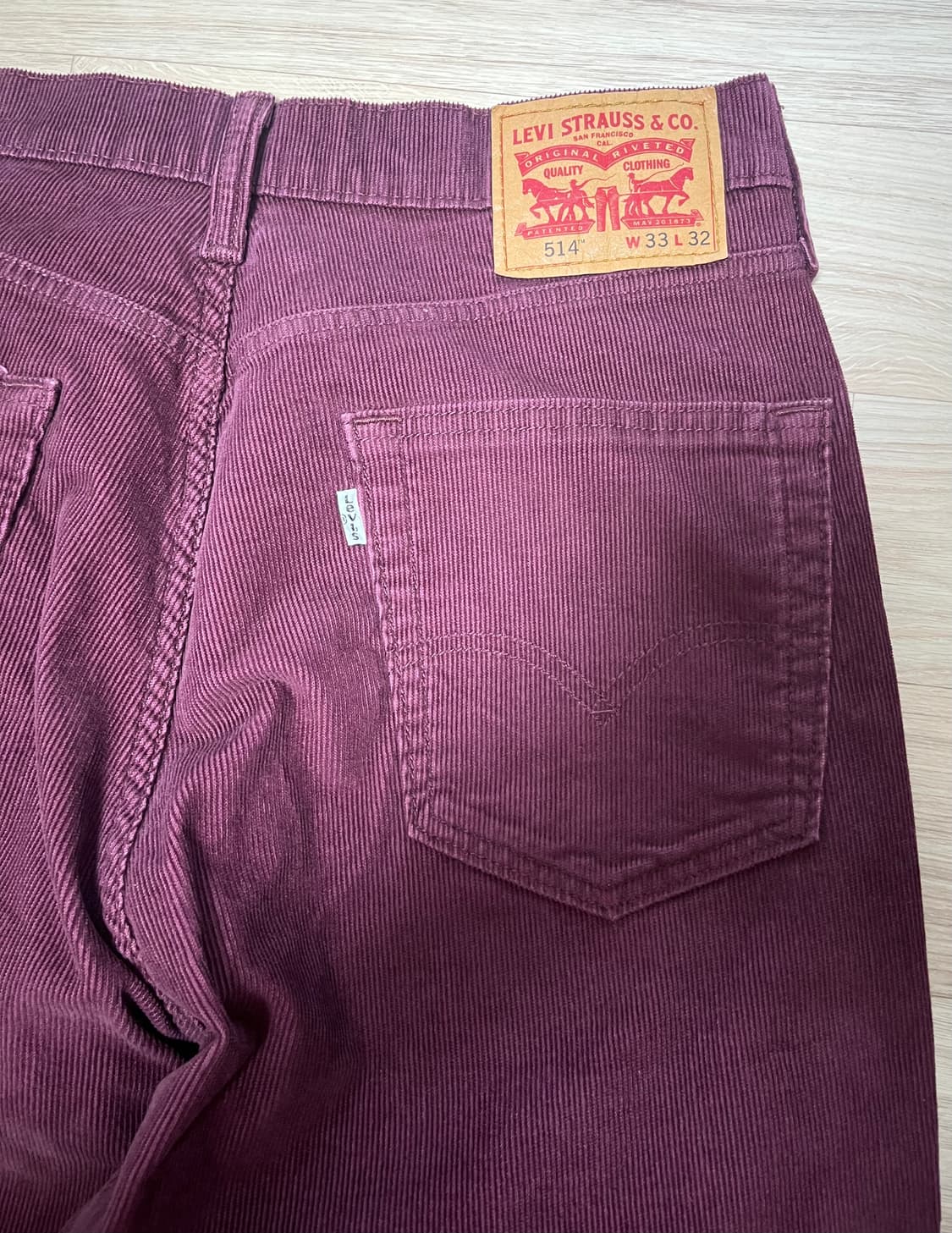 리바이스 514 코듀로이 팬츠 버건디 33x32(허리 41cm) 상품이미지1