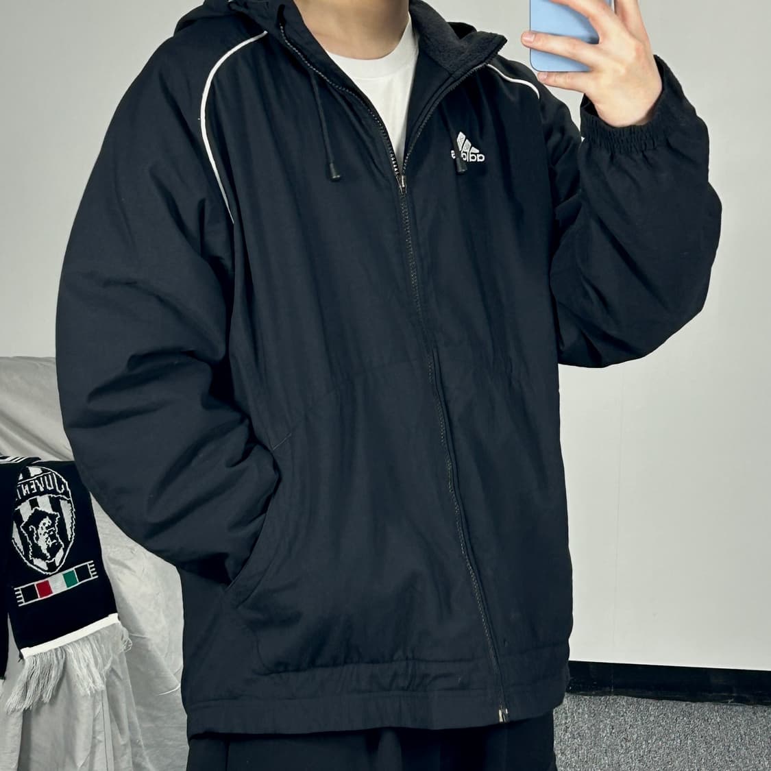 아디다스 올드스쿨 나일론 후드 바람막이 자켓 XXL  상품이미지1