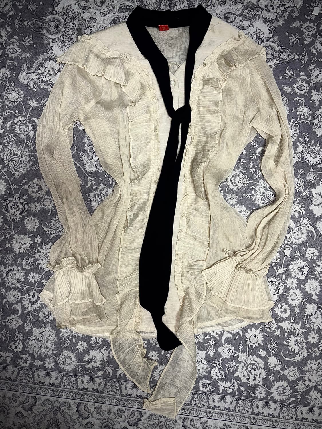 Frill tie shirts 상품이미지1