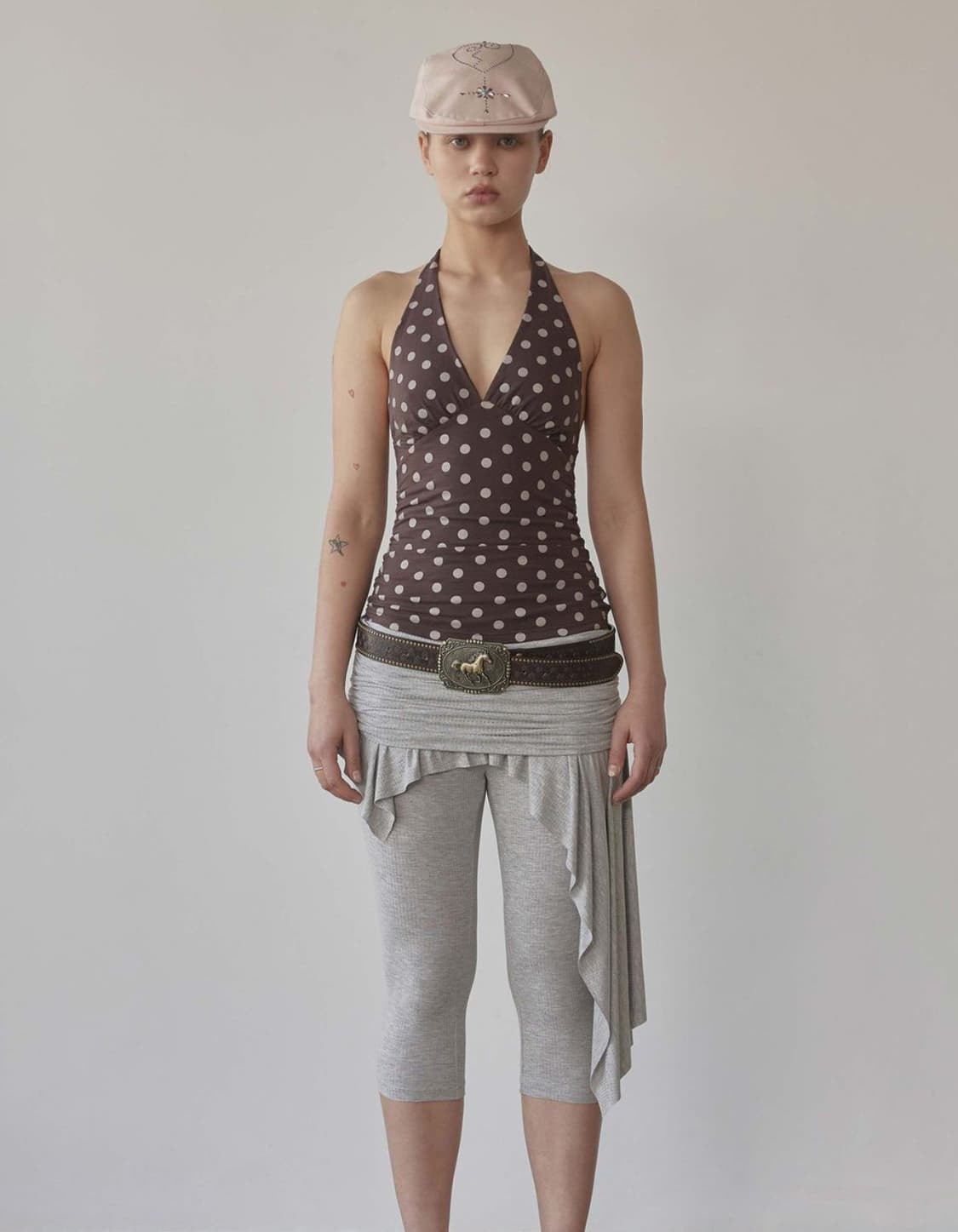 SCULPTOR Dot Halter Top Brown 상품이미지1