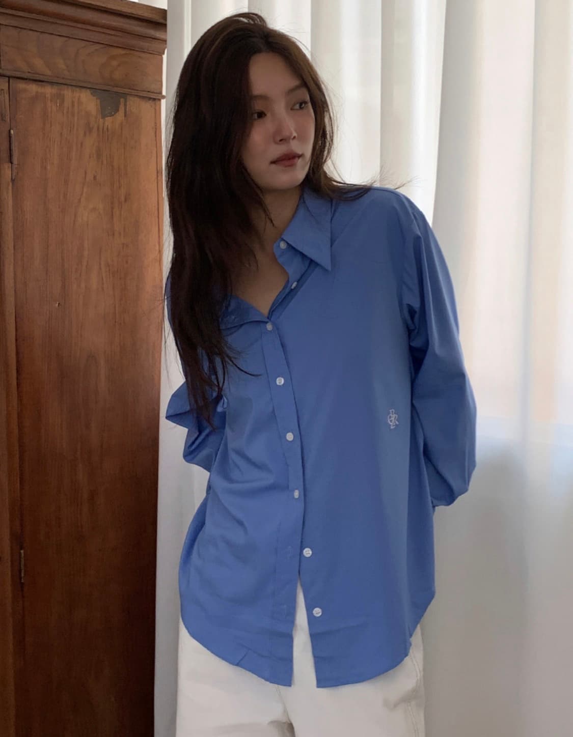 시티브리즈 링클 프리 베이직 셔츠(화이트/블루) 상품이미지2
