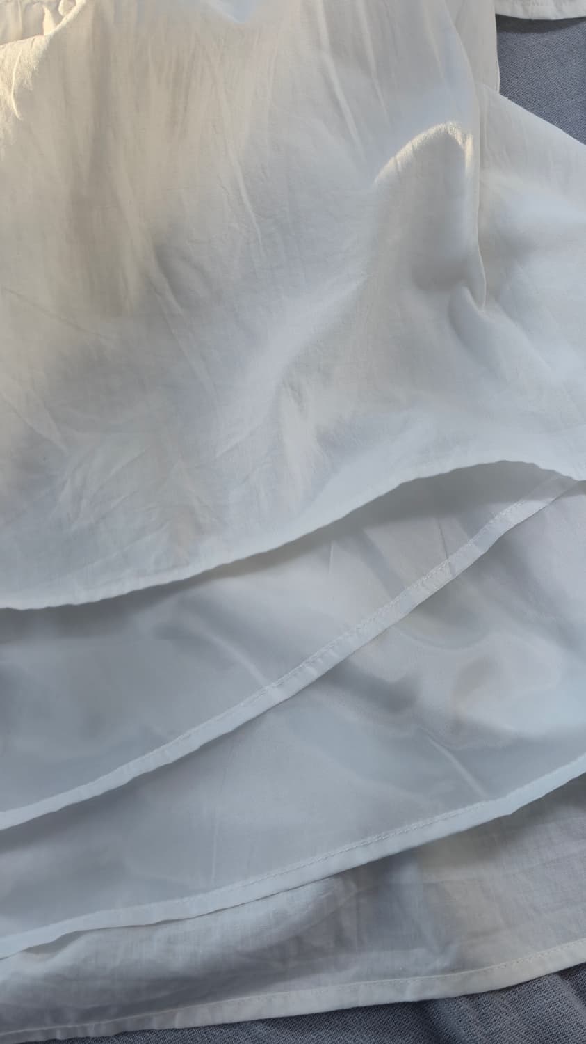 스모크넥 캉캉 롱 원피스 화이트 면 반팔 M wcloset 상품이미지6