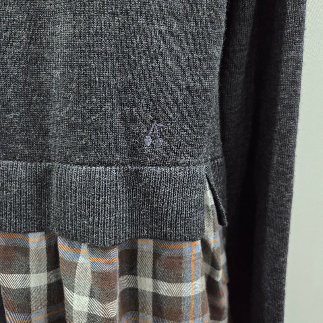 봉쁘앙 여아 울 니트 레이어드 체크 원피스 12A 상품이미지2