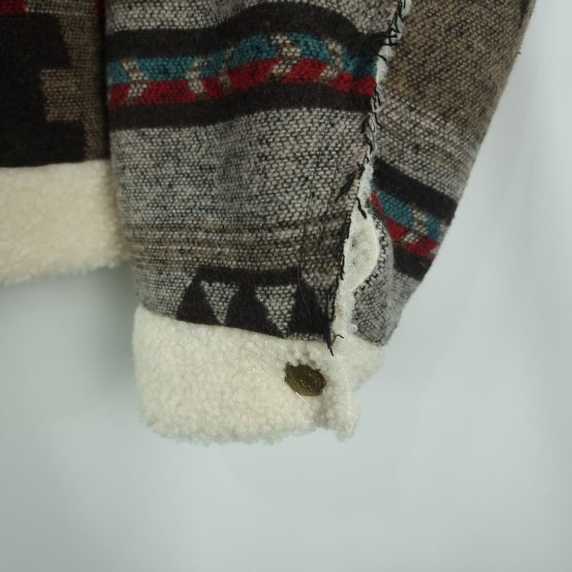 [빈티지] 에스닉 패턴 안감 양털 뽀글이 모직 무스탕 자켓 M18733 상품이미지6