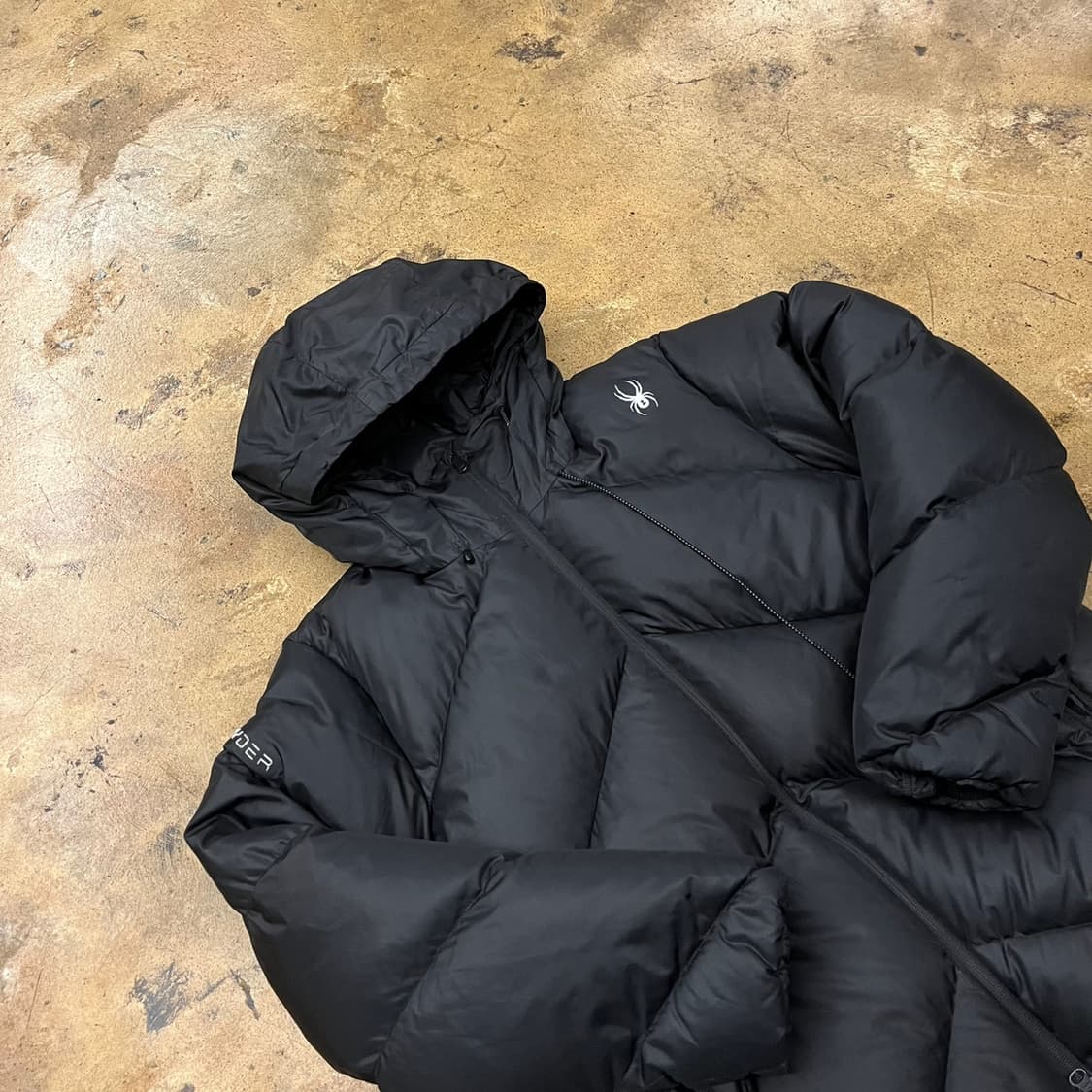 [정품/M] 스파이더 블랙 후드 패딩 점퍼 b16 상품이미지1