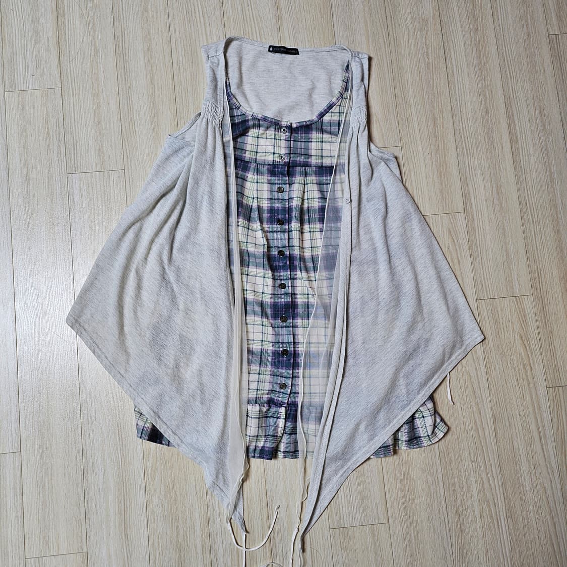 빈티지 모리룩 빈티지 체크민소매 상품이미지1