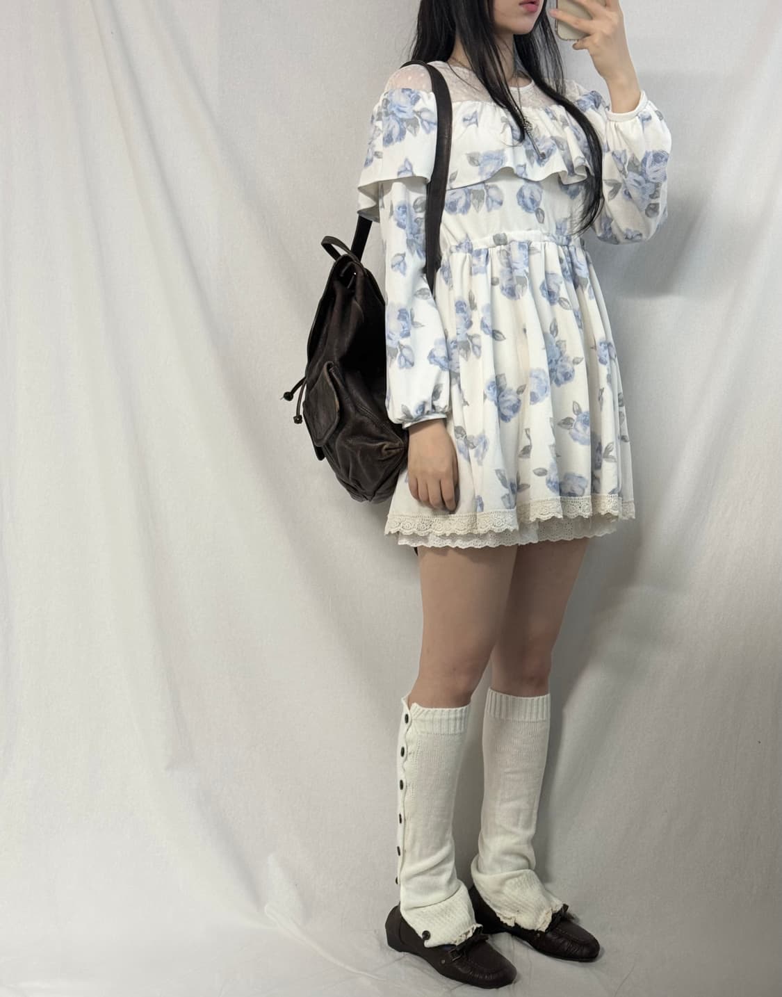 리즈리사 플라워 패턴 레이스/도트 디테일 원피스 상품이미지2