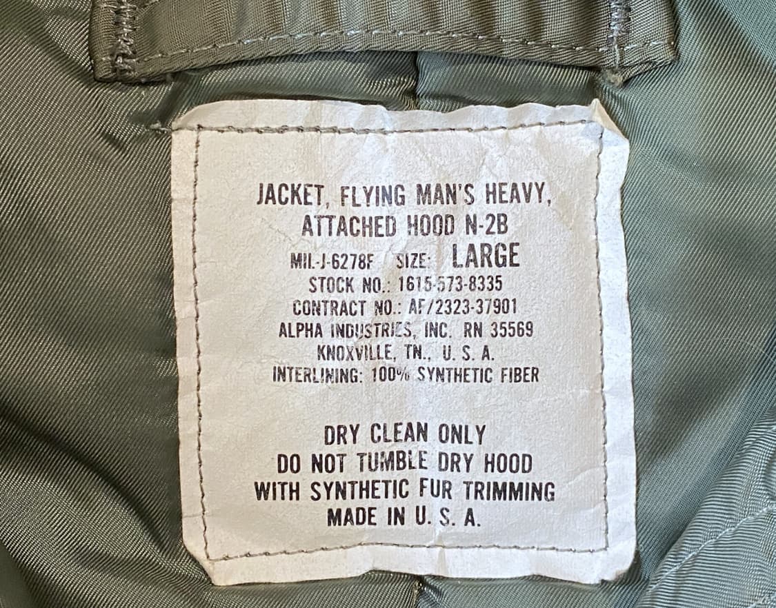 00s 알파 인더스트리 N-2B 플라이트 자켓 상품이미지5