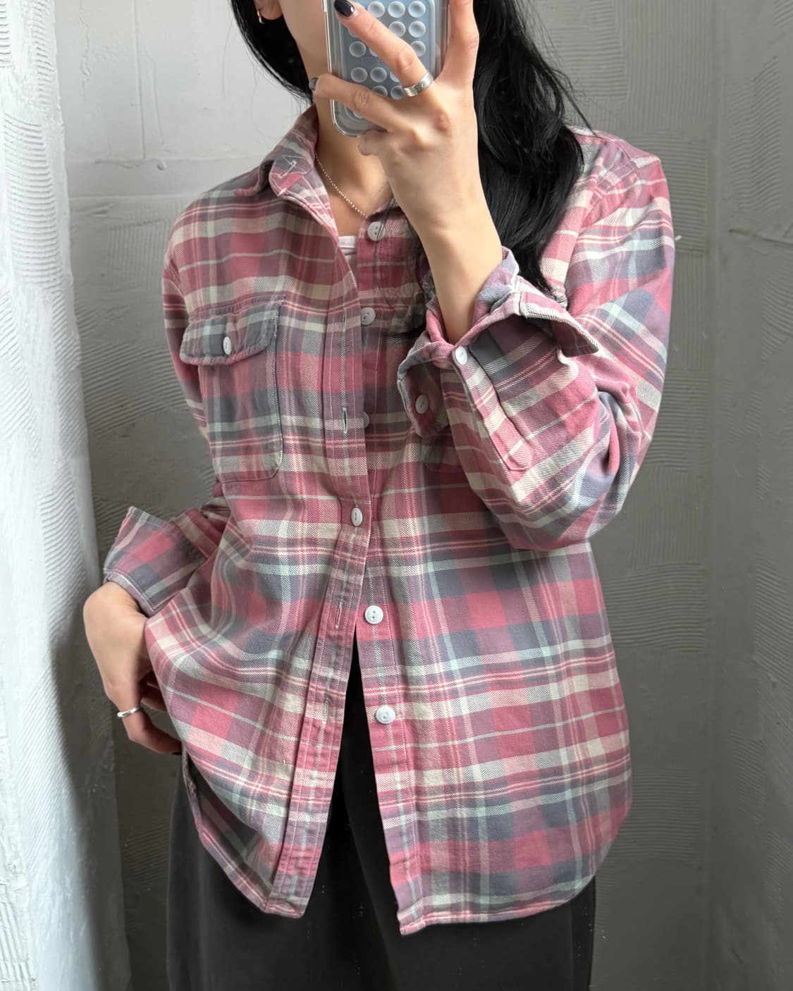 Polo 랄프로렌 투포켓 핑크 플란넬 체크 셔츠  상품이미지7