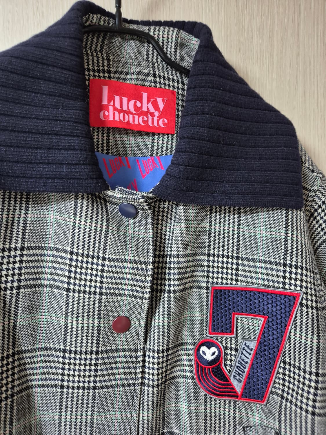 럭키슈에뜨 니트카라 울 자켓  카라점퍼 38 상품이미지4