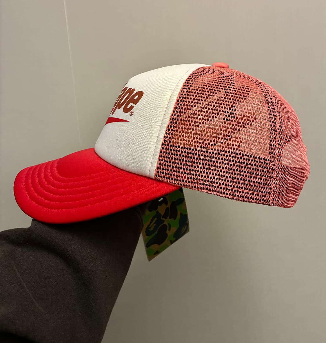 (F/새상품)BAPE 베이프 스타 메쉬캡 모자 볼캡 레드 상품이미지2