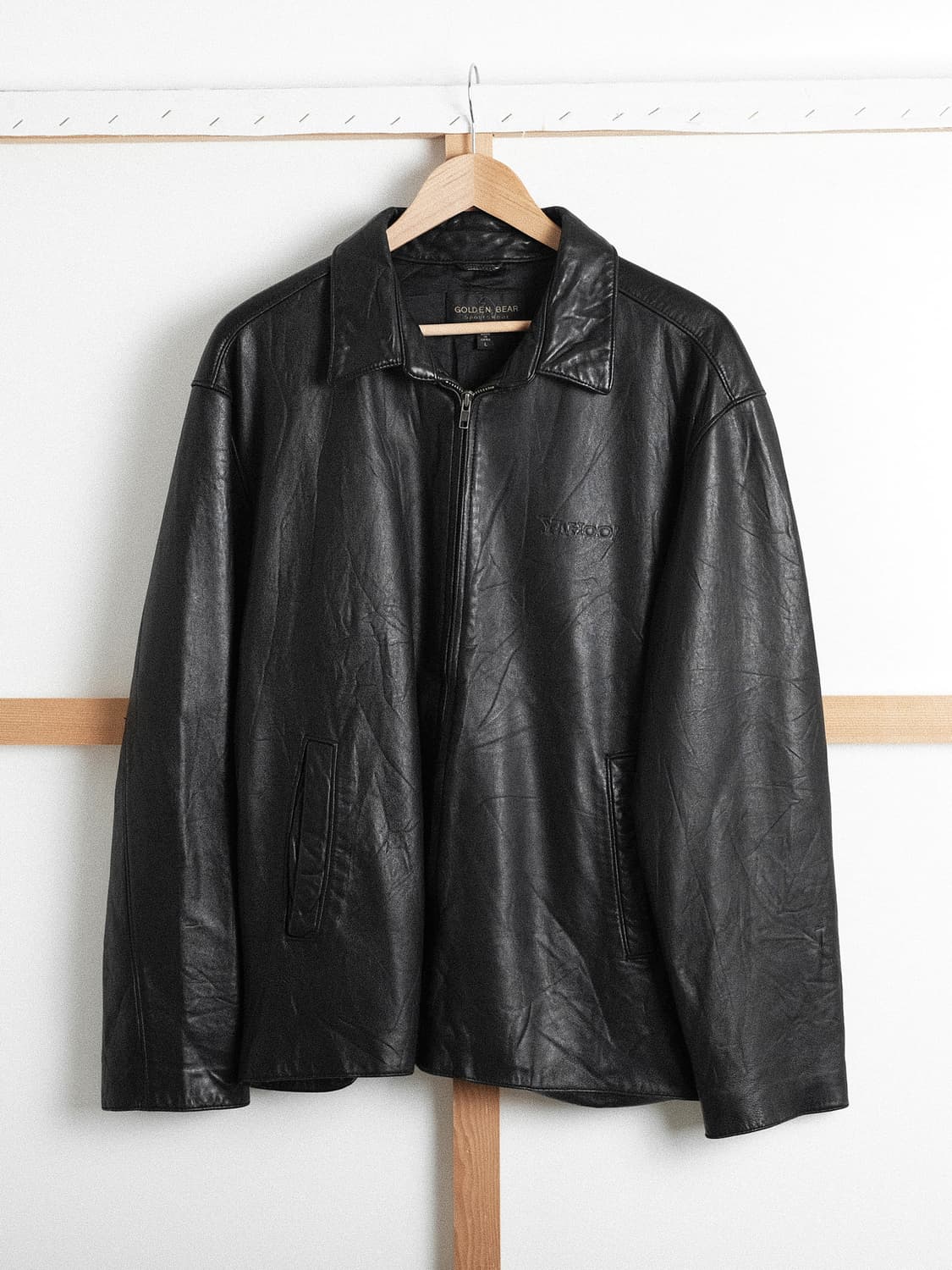 골든베어 야후(Yahoo)별주 블랙 레더 자켓 L(105)사이즈 상품이미지4