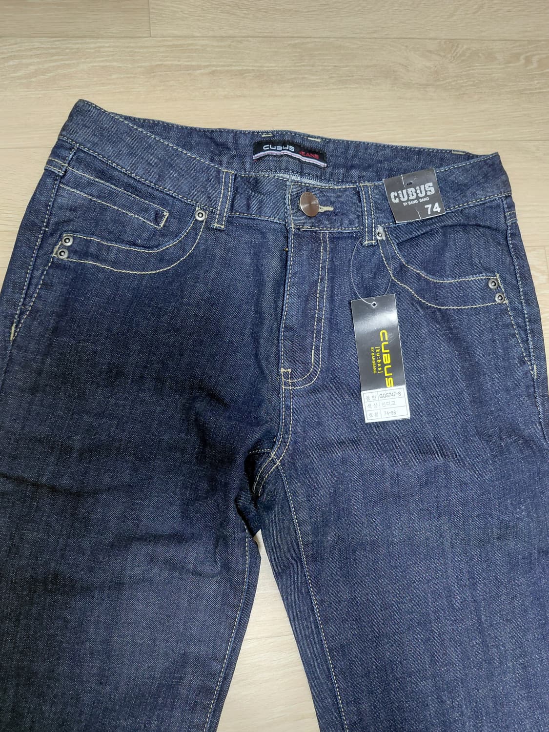 CUBUS 백스티치 스트레이트 인디고진 상품이미지3