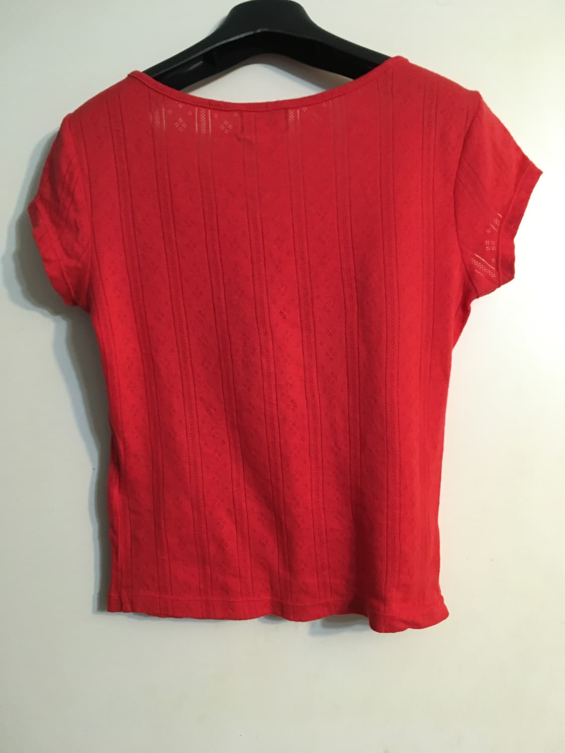 무신사스탠다드 우먼 포인텔 스퀘어 넥 캡 슬리브 티셔츠 레드 상품이미지3