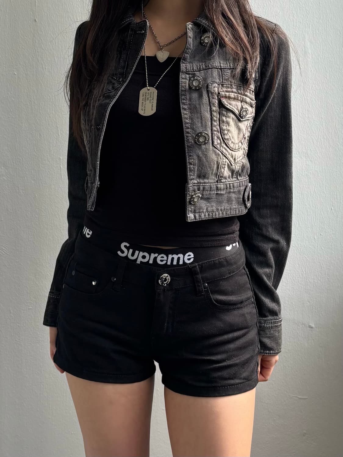 Vintage Denim Crop Jacket 상품이미지1