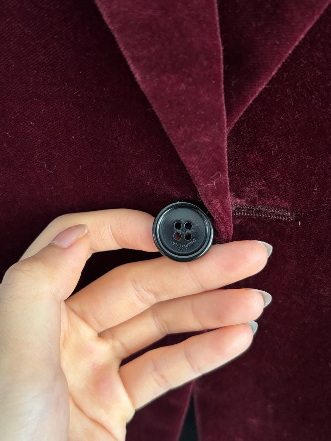 (새상품)Saint Laurent 생로랑 버건디 벨벳 싱글 블레이저 자켓 상품이미지5