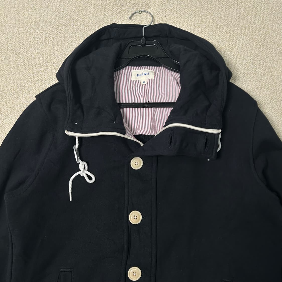 (M) 빔즈  블랙 후드집업 상품이미지3