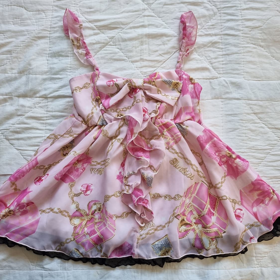 MARS 마즈 핑크 쥬얼리 박스 리본 튜닉 + 프릴 스커트 세트 상품이미지2