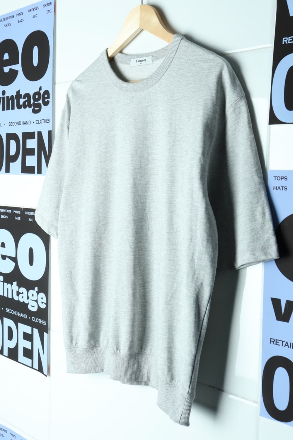 (M-L) 에잇세컨즈 반팔 티셔츠 박시 그레이 시보리-H30756 상품이미지1