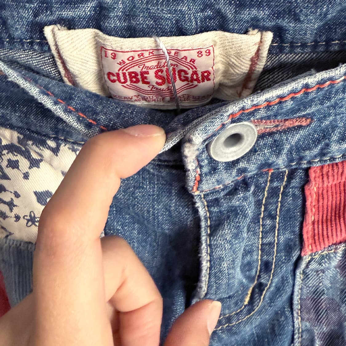 컬러 패치 포켓 데님 하프팬츠 상품이미지4