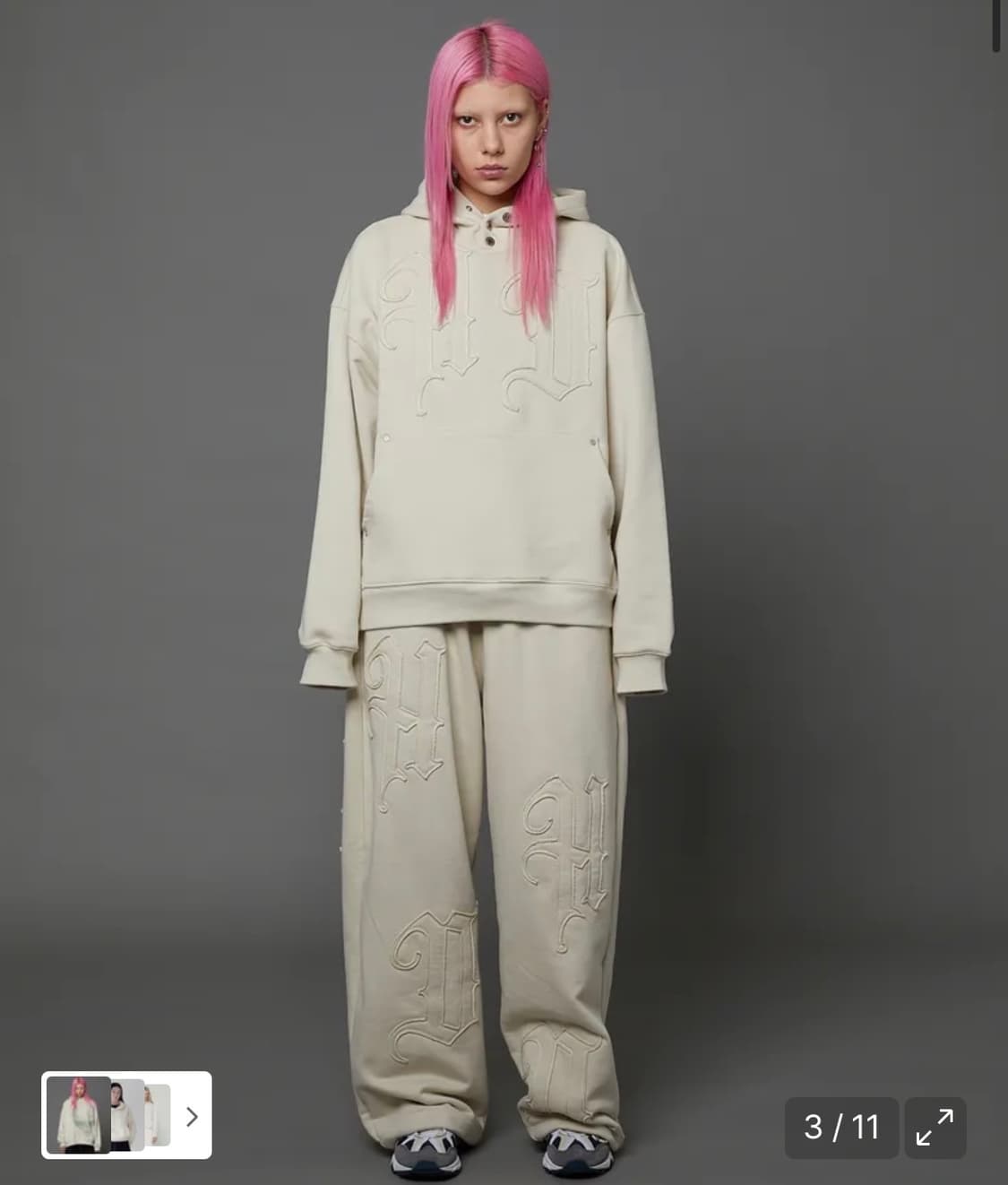 후드후드 로고 아플리케 오버핏 후드티 상품이미지2